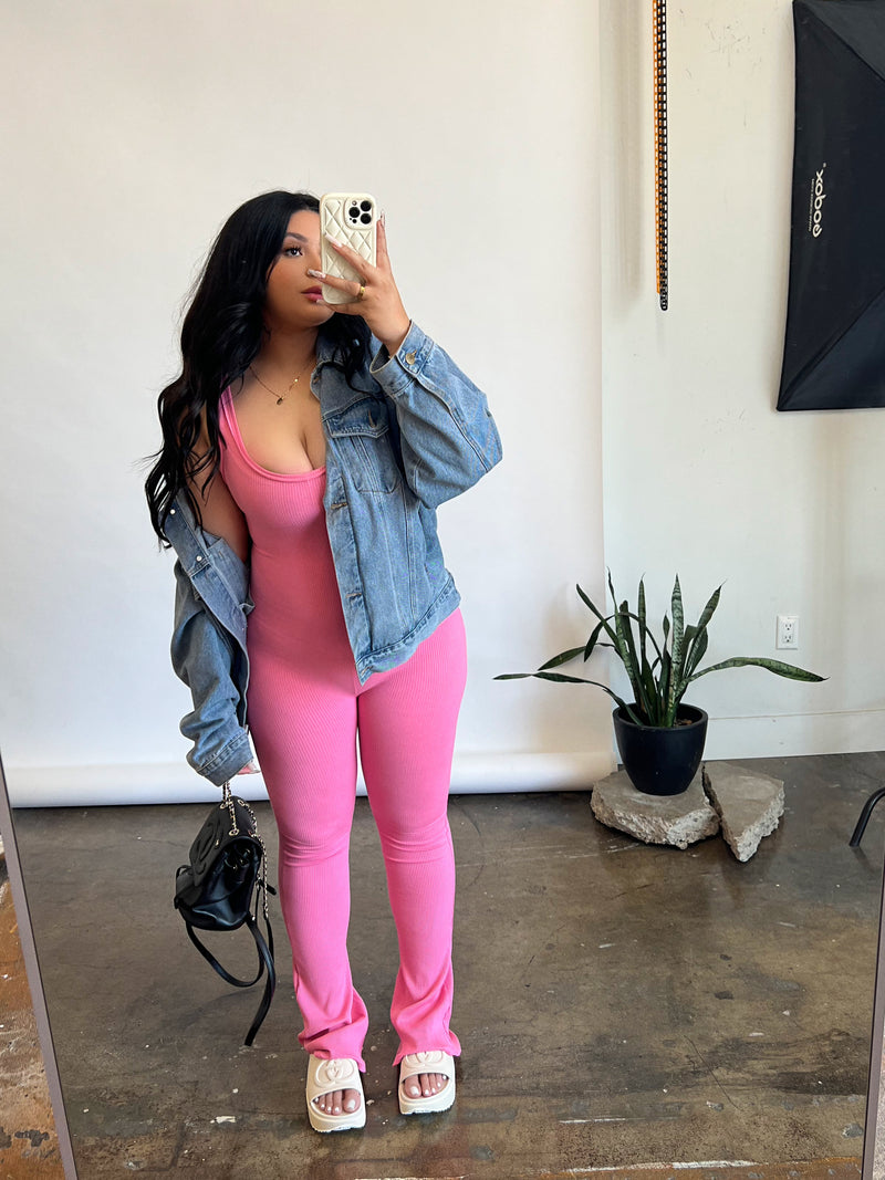 Ciara Flared Jumpsuit Pink shopofficialbee