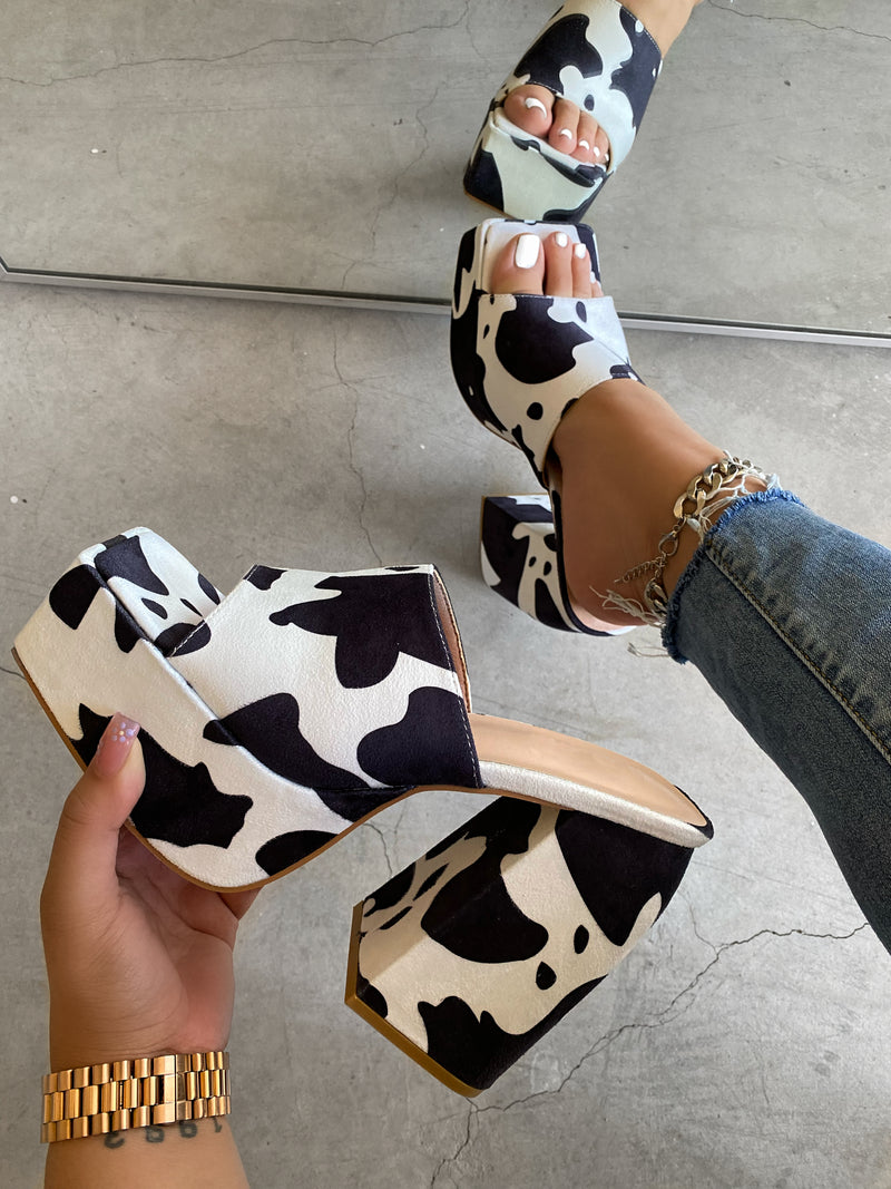 Cow print platforms on sale