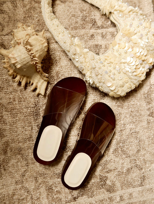 MAGGIE WOOD SANDAL - CLEAR