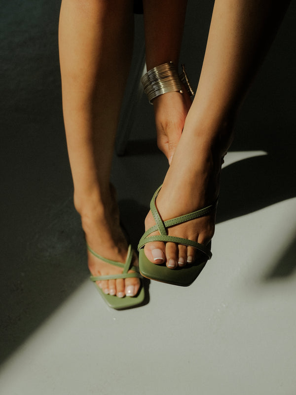 HALLIE  HEEL- OLIVE