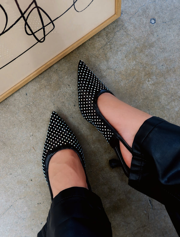 OLIVIA EMBELLISHED HEEL - BLACK