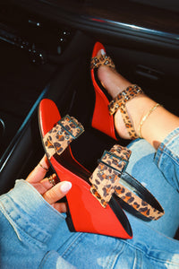VALERIE HEEL - RED/LEOPARD