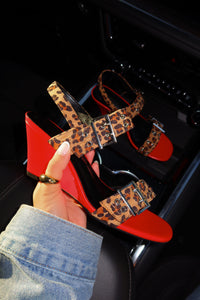 VALERIE HEEL - RED/LEOPARD