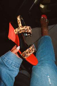 VALERIE HEEL - RED/LEOPARD
