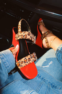 VALERIE HEEL - RED/LEOPARD