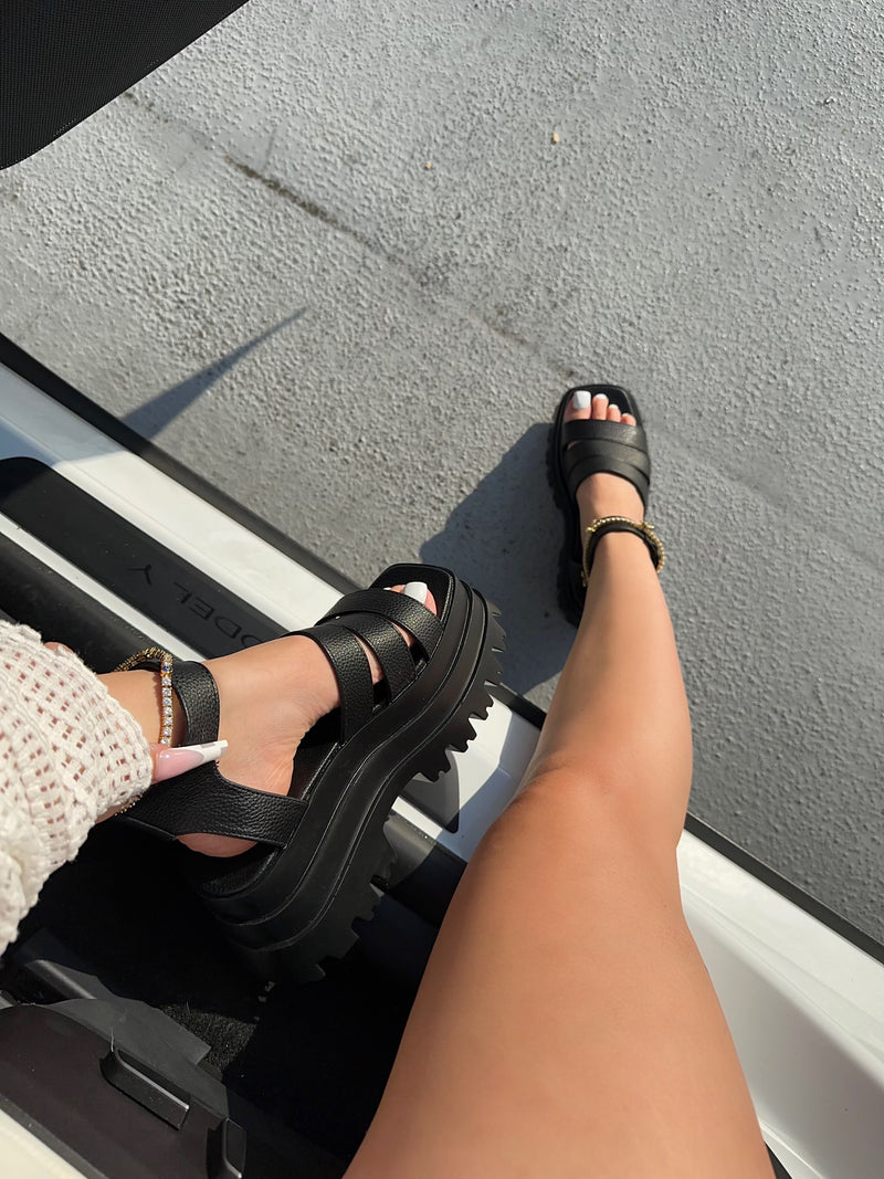 Mimi Platform Sandals - Black